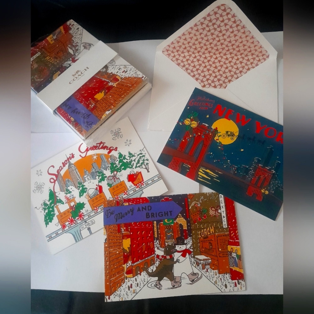 New Coach Holiday Greeting Cards 12 Cards & 12 Coach Envolopes NWT 3 Designs